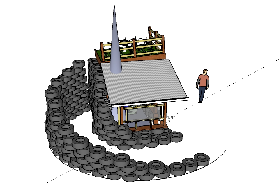 Living earthberm ramp to living roof - Four Elements Design